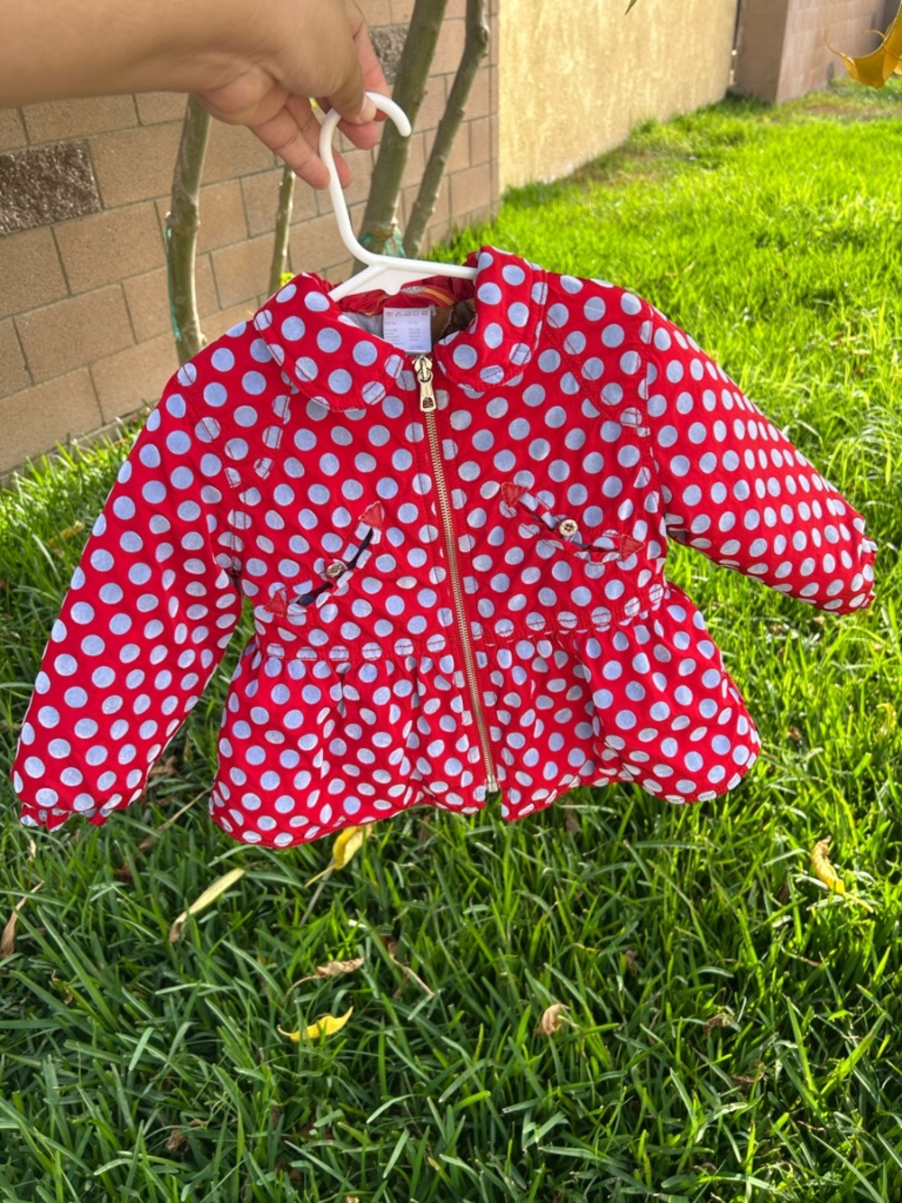 Oilily Red Jacket with Light Blue Polka Dots